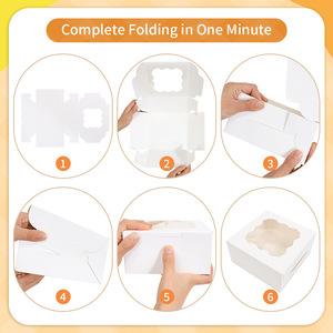 Scatola per Torte in Cartone Bianco Ecologico da 8 Pollici con Finestra per <span class=keywords><strong>Pasticceria</strong></span> e Prodotti da Forno, Logo Stampato - Product Image 5