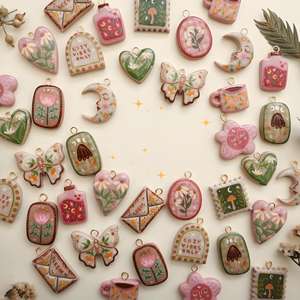 Modischer Kürbis-Vogel-Schmetterling-Mond-Vogel-Tasse-Blumen-Anhänger DIY Ölgemälde Farbbeständiger Großhandelsschmuck für Frauen - Product Image 1