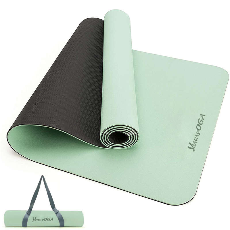 Esterilla De Tpe para yoga, estera De yoga antideslizante con logotipo personalizado De 6mm, esterilla De doble capa ecológica con estampado UV