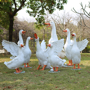 Sculpture de canard artificielle en fibre de verre, style Art déco, autoportante, faite à la main, pour décoration paysagère extérieure de jardin - Product Image 4