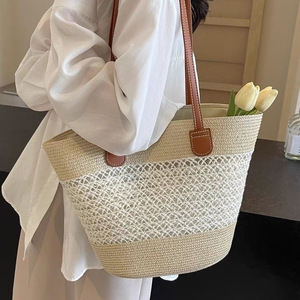 Sac fourre-tout en coton durable et tendance à prix abordable, imperméable, pour filles, à rayures, style rétro, pour la plage, avec bandoulière réglable - Product Image 6