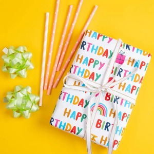 Custom Happy Birthday Printed Art <b>Paper</b> <b>Roll</b> 100GSM Double Side PE Coated Recyclable Eco-Friendly Gift <b>Wrap</b> Digital Printing - Product Image 5