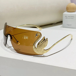 Gafas de sol de diseño sin montura con forma de cisne, súper grandes, a la moda, de lujo, resistentes a los rayos UV, 2025 - Product Image 4