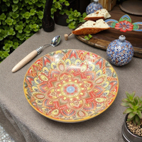 Vente en gros de cuisine platos colorée de style bohème nordique, salle à manger, service de table en porcelaine de bohème, ensemble d'assiettes en céramique marocaine