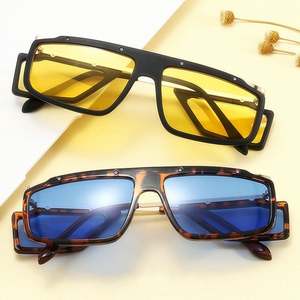 Lunettes de soleil rectangulaires rétro tendance 2022, UV400, en métal, style steampunk, pour hommes - Product Image 4