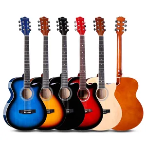 Aceitar guitarra acústica OEM para iniciantes guitarra acústica basswood de 40 polegadas para iniciantes colorido folk César X-400C