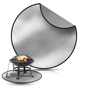 BSCI Factory Custom Round Fireproof Mat BBQ Pad Under Fire Pit Easy to Clean Heat Resistant Under Grill Mats for Outdoor Grill