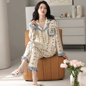 <span class=keywords><strong>Camicia</strong></span> <span class=keywords><strong>da</strong></span> <span class=keywords><strong>notte</strong></span> a maniche lunghe in <span class=keywords><strong>cotone</strong></span> 2025 e pantaloni di alta qualità lavorati a maglia elegante pigiama stampato per indumenti <span class=keywords><strong>da</strong></span> <span class=keywords><strong>notte</strong></span> comodi <span class=keywords><strong>da</strong></span> donna - Product Image 2
