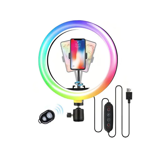 La migliore lampada da 13 pollici con registrazione in diretta per selfie stick fotografia LED RGB Ring light