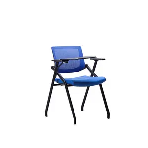 蓝色和黑色办公家具训练室训练椅学生学习椅与书写垫