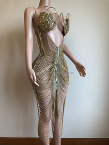 Ropa Femenina <span class=keywords><strong>Moda</strong></span> 2025 Vestido Corto Brillante con Lentejuelas Doradas y Borlas Estilo Y2k Ropa de Mujer Vestidos Clásicos Sexys y Elegantes para Mujer - Product Image 2