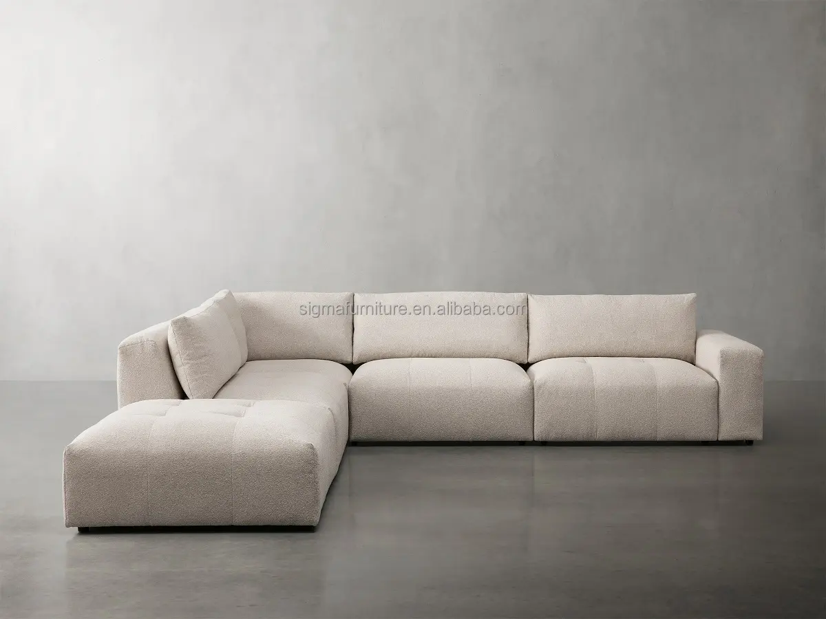 Modern Indoor Furniture Home Luxury Apartment Fabric Couch 5 Pieces L-shape Sectional Living Room Sofa