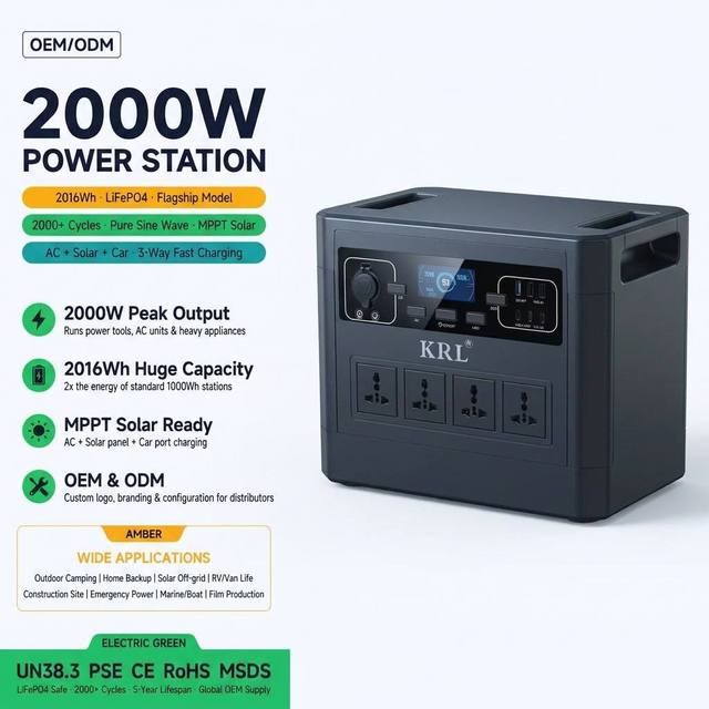 Portable 2000W Lifepo4 Lithium Battery Camping Solar Generator Portable Power Station All in One Outdoor 24v Power Generator