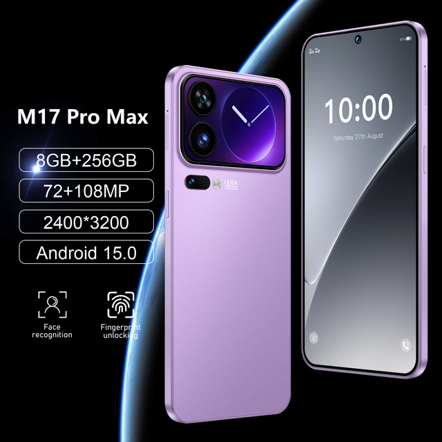 M17 PRO MAX 7 3inch Snapdragon 8 Gen 4 16GB 1TB 8000mAh 78MP 108MP 5G Face Recognition Fingerprint Unlocfsaak120Hz Refresh Phone