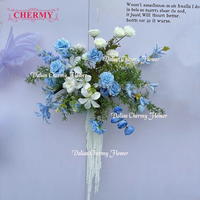 CM-TW022 Fleurs artificielles sur mesure, nouveau thème bleu, pour la décoration de fond de scène de mariage