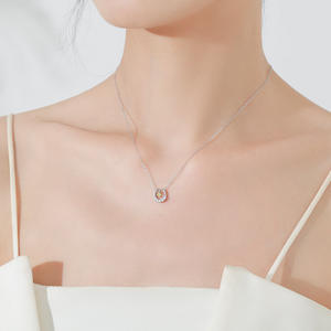 Collar con colgante de herradura en forma de U, personalizable, versión en cobre, plata de ley S925, circonita amarilla de corte redondo, regalo para ella - Product Image 5
