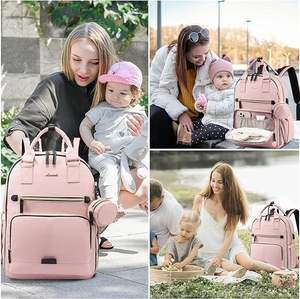 Free Sample Large Capacity <b>Vegan</b> PU <b>Leather</b> Baby Diaper Bag <b>Backpack</b> Multi-function Maternity Nappy Travel Bags for Mummy Mother - Product Image 2