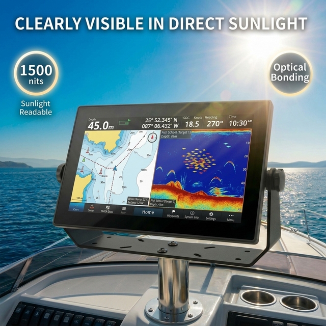 15.6 18.5 21.5 Inch IP67 Full Waterproof Touch Screen Marine Monitor for Garmin Fish Finder 1500 Nits Outdoor for Fishing Boat