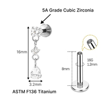 Anting-anting titanium grade implan ASTM F136 JIAXIN, berulir dalam, untuk labret, helix, tragus, bibir, perhiasan tindik tubuh berkualitas tinggi.