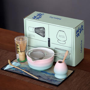 सिरेमिक मैचचा उपहार बॉक्स 9 पीसी इनडोर पीने चाय बनाने वाले बर्तन हस्तनिर्मित चाय उपकरण जापानी मैचचा चाय सेट - Product Image 1