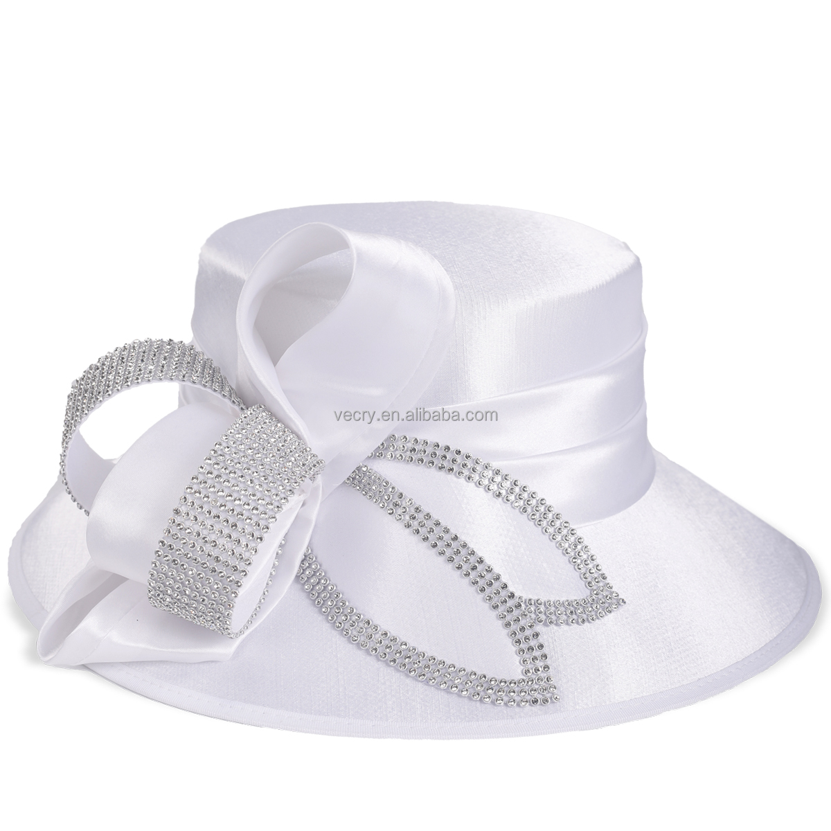 CHARMS *NWT* Hat Church Kentucky Derby Wedding Rhinestones Feathers Ivory Glam CHARM\ main image 2