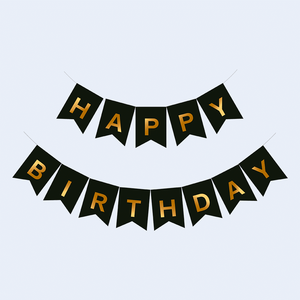 Pancarta de Feliz Cumpleaños con Letras Negras y Doradas, 14 Piezas, 4 Metros, Decoración para Fiesta - Product Image 1