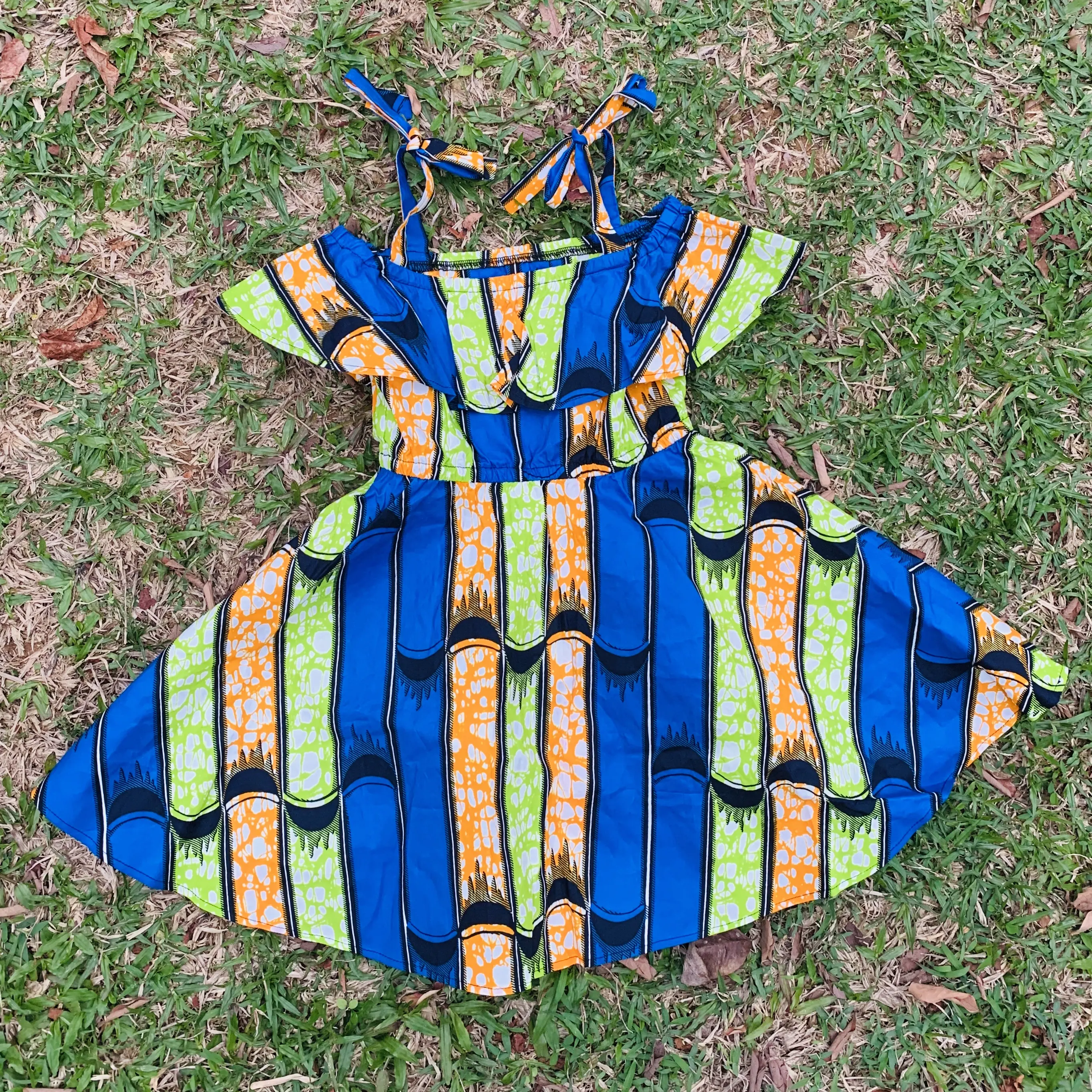เดรสแขนกุดพิมพ์ลายขี้ผึ้งสำหรับเด็กผู้หญิง,เสื้อผ้าสำหรับเด็กแอฟริกันตามสั่งสำหรับฤดูร้อน
