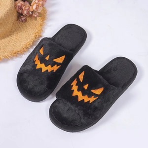 Ladies' <b>Halloween</b> Plush <b>Slippers</b>, Ghost Pumpkin Face, Funny Soft Orange Pumpkin Indoor Home Use <b>Slippers</b> - Product Image 5