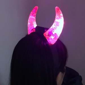 Accessoires de fête d'Halloween personnalisés, bandeau en plastique portable lumineux à LED, cornes de <span class=keywords><strong>diable</strong></span> rouges, bandeau lumineux, impression numérique - Product Image 6