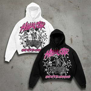 Y2k Cổ Điển Axit Rửa Kỹ Thuật Số In Đồ Họa Hoodies Cotton Nặng Phù Hợp Tùy Chỉnh Thiết Kế Đau Khổ Zip up Hoodies Cho Nam Giới - Product Image 4