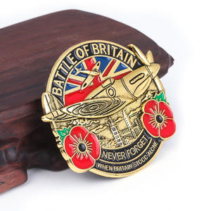 Insignia Conmemorativa <span class=keywords><strong>de</strong></span> la Batalla <span class=keywords><strong>de</strong></span> Britain Chapada <span class=keywords><strong>en</strong></span> Oro, Nunca Olvidaremos a Britain que Estuvo <span class=keywords><strong>Solo</strong></span>, Flor <span class=keywords><strong>de</strong></span> Amapola <span class=keywords><strong>en</strong></span> Relieve 3D con Esmalte - Product Image 4