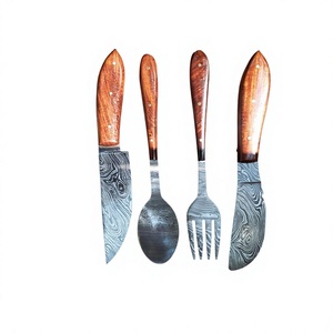 Ensemble de couverts vikings faits à la main en acier au carbone, manche en acier au carbone, DIY, OEM, ustensiles de cuisine et de salle à manger, cadeau rustique unique - Product Image 3
