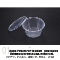 Bol à soupe rond empilable en plastique PP transparent toutes tailles avec couvercle pour la restauration, les buffets, les desserts et l'emballage à emporter