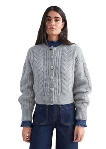 Maglioncino personalizzato OEM e ODM da donna maglieria a manica lunga abbigliamento da donna moda da ragazza lavorato a maglia con cavo corto maglione <span class=keywords><strong>Cardigan</strong></span> - Product Image 4