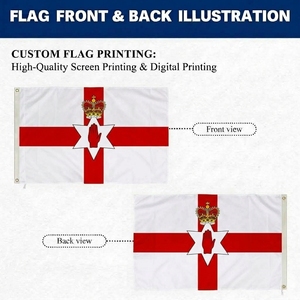 Bandera <span class=keywords><strong>de</strong></span> <span class=keywords><strong>Irlanda</strong></span> del Norte <span class=keywords><strong>de</strong></span> 3x5 pies, Bandera <span class=keywords><strong>de</strong></span> Ulster con Mano Roja <span class=keywords><strong>de</strong></span> Ulster y Cruz y Corona, Poliéster 100D, Doble Ojal, Bandera Personalizada para Exteriores - Product Image 3