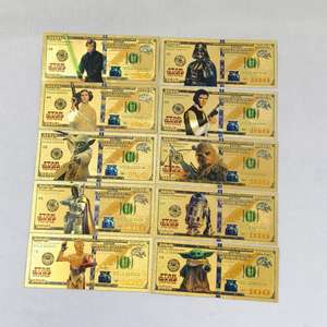 Billetes <span class=keywords><strong>de</strong></span> Papel <span class=keywords><strong>de</strong></span> Oro <span class=keywords><strong>de</strong></span> Personajes Famosos <span class=keywords><strong>de</strong></span> la Película Star Wars para Regalos y Souvenirs - Product Image 1