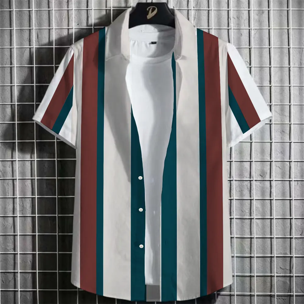 Camicia hawaiana stampata T-Shirt Polo da uomo a righe stile abbigliamento da uomo a maniche corte Top Fashion Casual vacanza da spiaggia