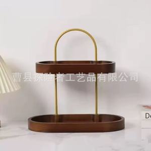 Wooden Cosmetic <b>Shelf</b> Double Layer <b>Desktop</b> Storage Rack For Skincare Perfume Makeup Organizer Retro Color - Product Image 4