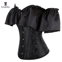 Corset de style gothique rétro vintage noir steampunk en dentelle, haut de corset à épaules dénudées, respirant, ferme, grande taille, tendance, sexy, bustier pour