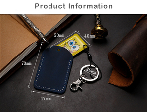Nouveau porte-clés en cuir véritable pour bus et voiture, étui pour carte d'identité, porte-clés en cuir pour carte de campus - Product Image 2