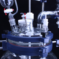 Réacteur en verre cylindrique Pyrex pour systèmes d'extraits végétaux, réacteur en verre à double paroi avec chauffage et réservoir de distillation