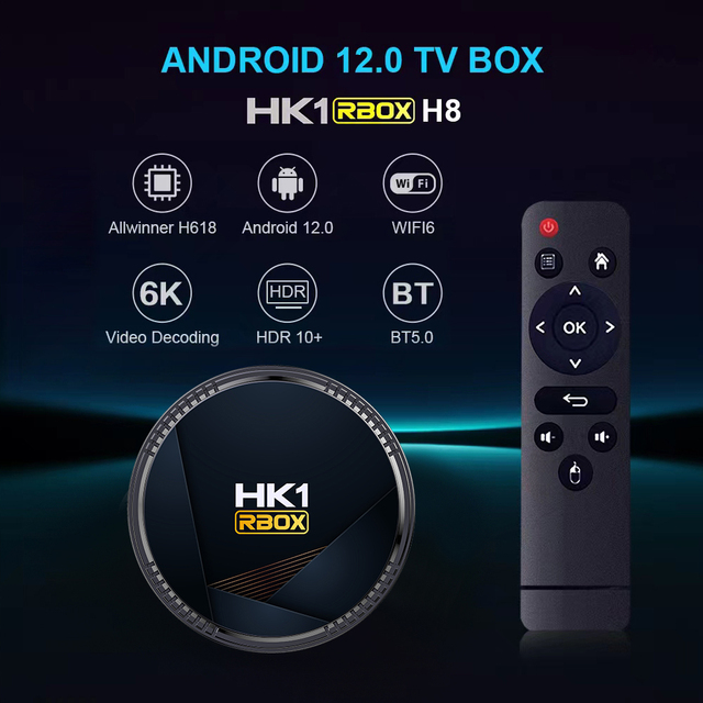 New HK1 RBOX H8 TV Box Allwinner H618 Quad Core 2GB 16GB 3D 4K BT5.0 WiFi Android 12 Media Player Set Top Box