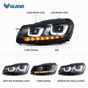 Gruppo Fari a LED Vland per VW <span class=keywords><strong>Golf</strong></span> 6 Mk6 2010 2011 2012 2013 <span class=keywords><strong>2014</strong></span>, Fari Anteriori a LED per <span class=keywords><strong>Golf</strong></span> 6 - Product Image 2