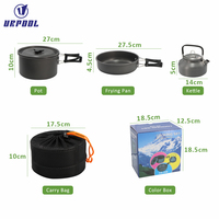 Ensemble de cuisine de camping en plein air, bouilloire en alliage d'aluminium, design anti-brûlure, poignée pliable portable, capacité 2-3L, compatible gaz et induction