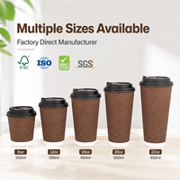 Vaso de Papel Ondulado Resistente a Altas Temperaturas con Base de Soporte Confiable para Cafeterías, Bares de Espresso y Comida para Llevar