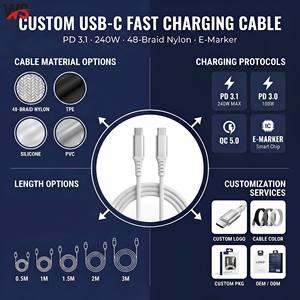 Câble de charge rapide USB 2.0 en nylon tressé WEISI 100W PD certifié CE FCC RoHS pour téléphone portable IOS Marché d'Amérique du Nord et d'Europe - Product Image 3