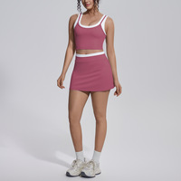 Ensemble de yoga color-block effet seconde peau : débardeur et pantalon moulants, séchage rapide, pour course et fitness