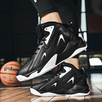 Chaussures de basketball montantes Gleibo pour hommes, tige en microfibre, semelle extérieure en caoutchouc, antidérapantes, respirantes, légères, à lacets, design sportif