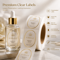 Étiquette personnalisée transparente en feuille d'or, autocollant imperméable en rouleau pour emballage de flacon de sérum cosmétique, logo adhésif, marque OEM ODM
