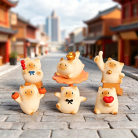 Collection de figurines de chats en résine adorables, mini décorations de bureau, ornements décoratifs, figurines d'animaux mignonnes d'inspiration chinoise